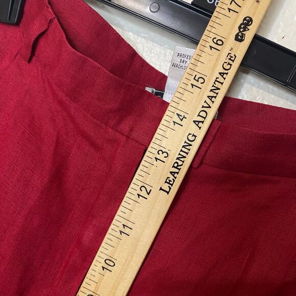 Style & Co Vintage Cherry Red 100% Linen Wide Leg Trouser Pants Size 14 - Picture 6 of 10